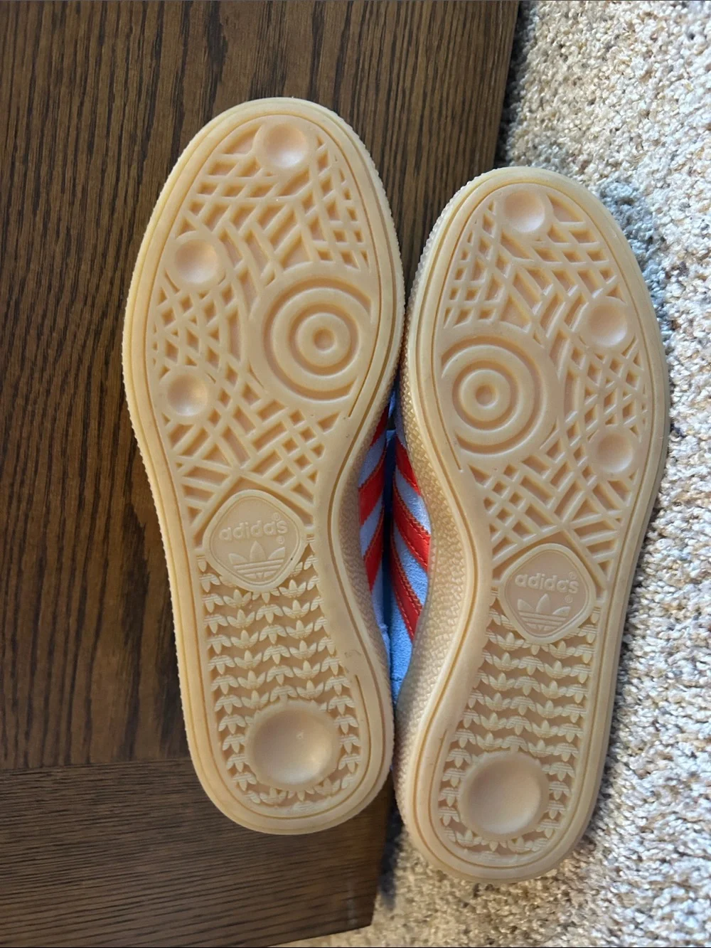 adidas Light Blue Suede Sneakers with Red Stripes